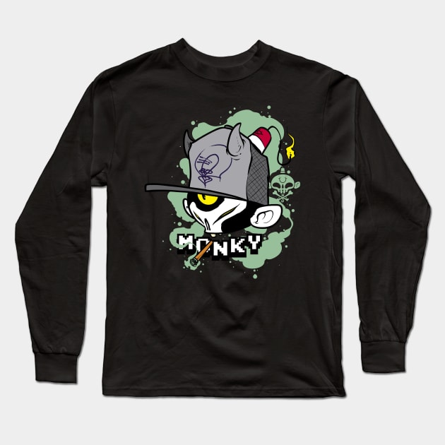 Monky smoke Long Sleeve T-Shirt by cereso monky